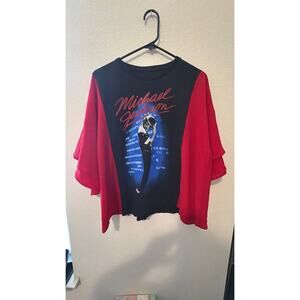 Upcycled Rework Michael Jackson Boho Chic Blouse T Shirt
